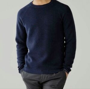 Lululemon Dark Blue Crewneck Textured Knit Cotton Blend Climax Sweater Size XS